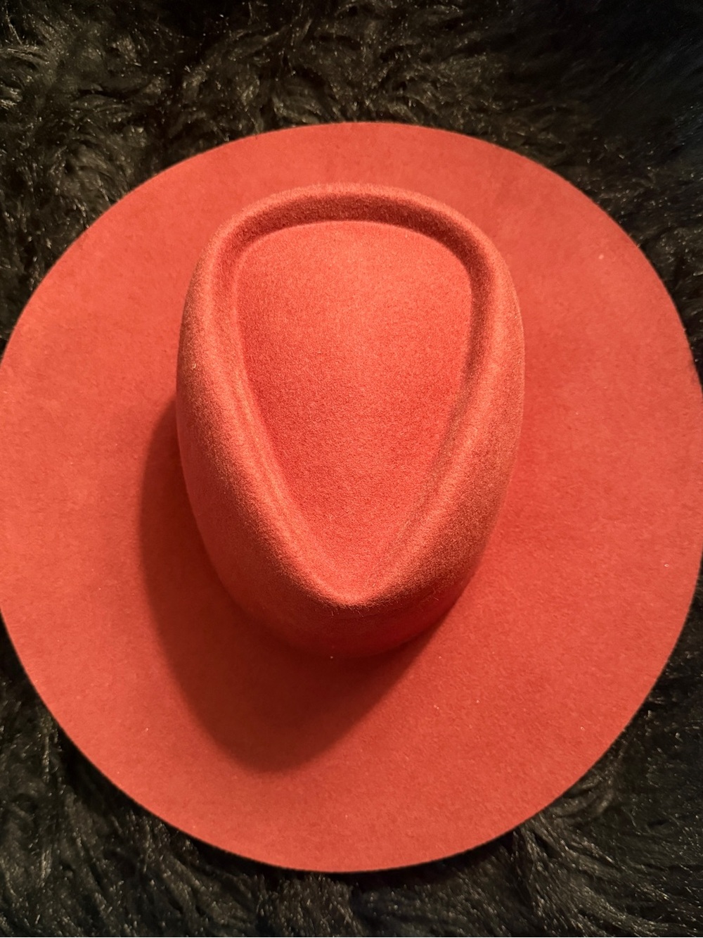 GIGI PIP Wide Brim Felt Fedora Hat in Rust Red